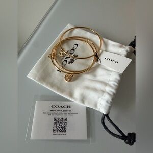 Coach Gold Bangle charm Bracelet Set of 3